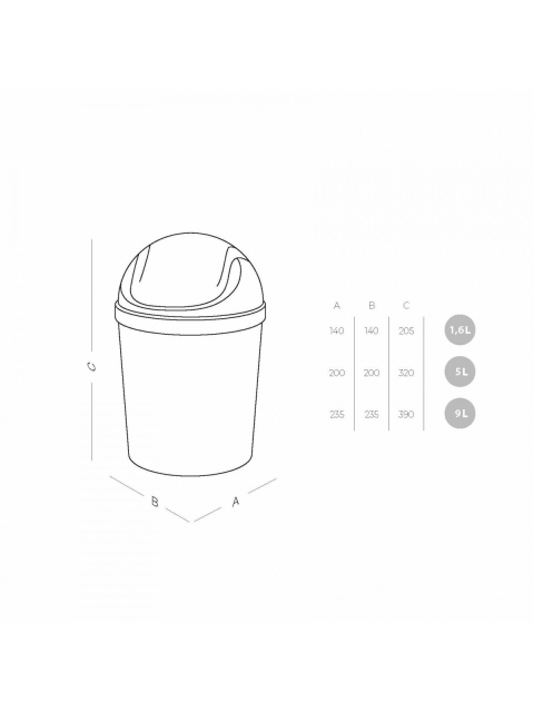 Відро для сміття з кришкою 9L